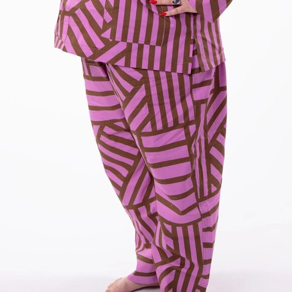 "Irregular Sleep Pattern" High-Waisted 100% Organic Cotton Pyjama Pants-Size 2XL - Picture 2 of 10